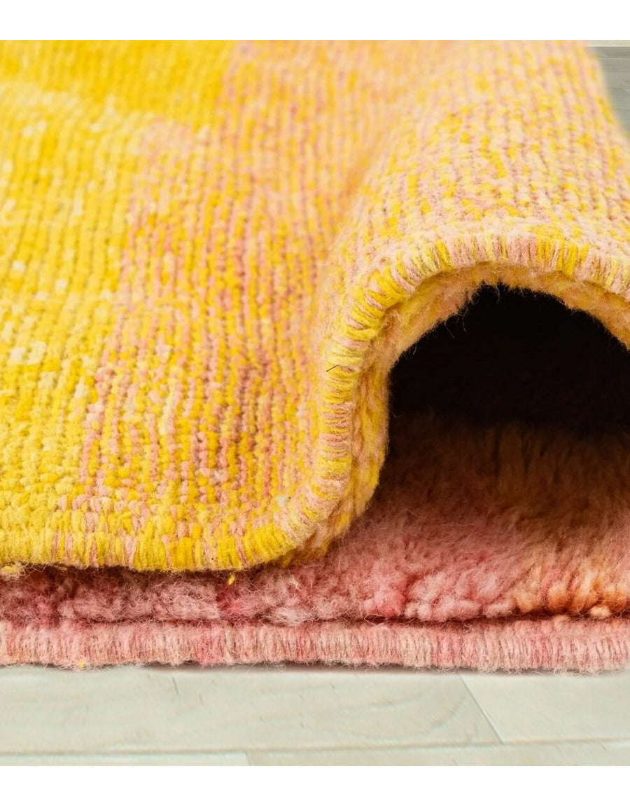 Beni Mrirt Moroccan Wool Yellow & Pink Rug