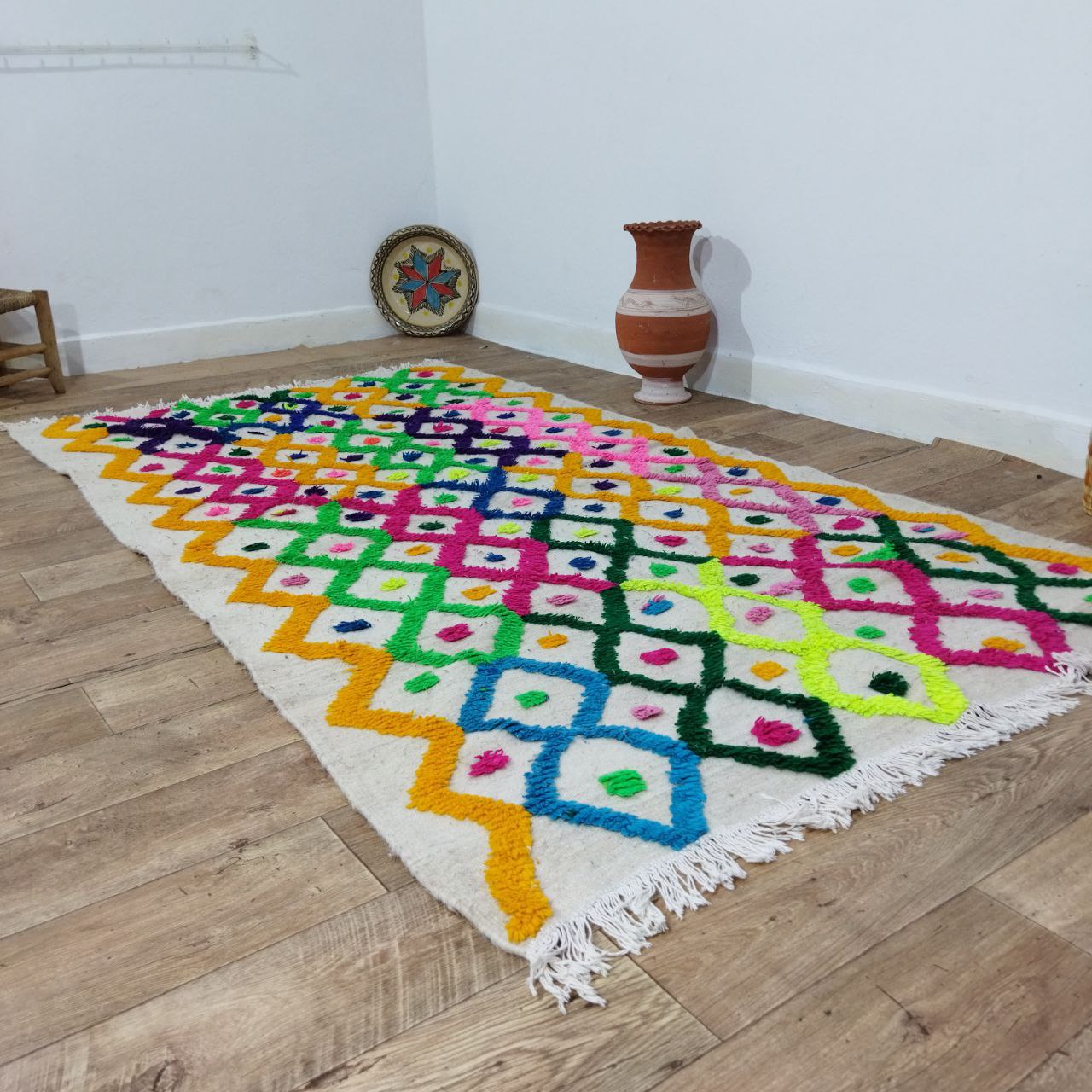 Authentic Multicolored Moroccan Azilal Berber Rugs - Handcrafted with Natural Wool