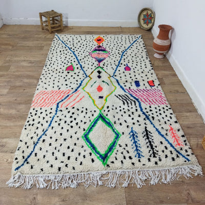 Authentic Moroccan Azilal Berber Wool Rug with Natural Wool