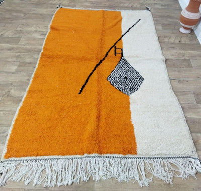 Authentic Moroccan rug Style Beni Ouarain rug 4x8 ft Handmade Rug Berber rugrugsMoroccan Rugs Handmade Beni Ourain Rug - Berber Rug