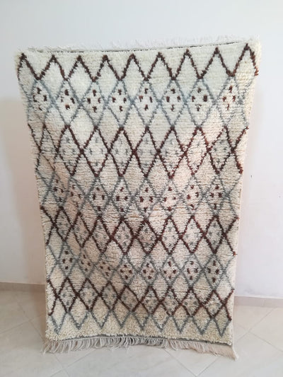 Moroccan rug Beni Ouarain rug 3x5 ft Handmade rug Berber rugrugsMoroccan Rugs Handmade Beni Ourain Rug - Berber Rug