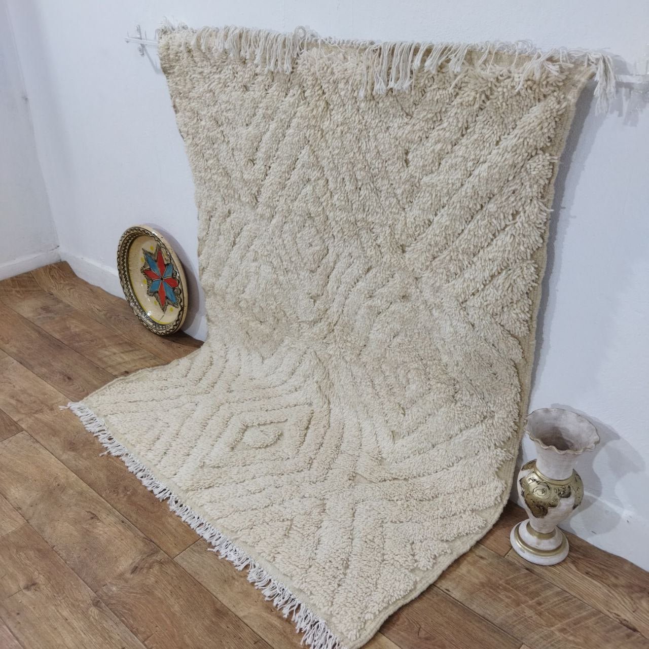Moroccan rug Beni Ouarain rug 4x5 ft Handmade rug Berber rugrugsMoroccan Rugs Handmade Beni Ourain Rug - Berber Rug