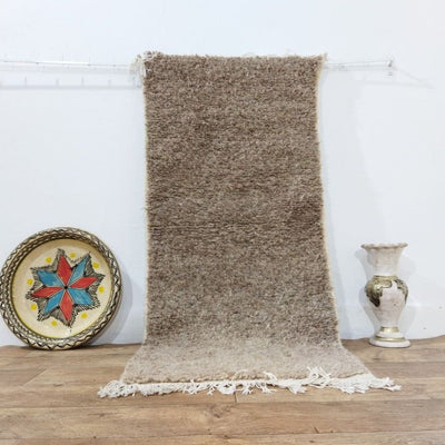 Minimalist Moroccan Beni Ourain Berber Runner Rug: Understated Elegance for Your Floors