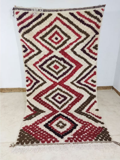 Vintage Moroccan Berber Red Rug - Traditional Azilal Red Pattern
