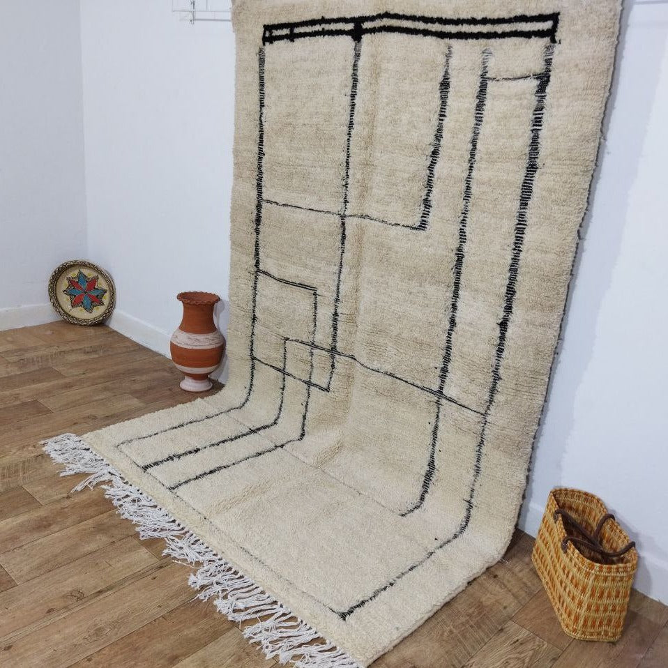 Vintage Moroccan Rug 5x8 Ft - Beni ourain Rug Berber Handmade Unique Wool Carpet
