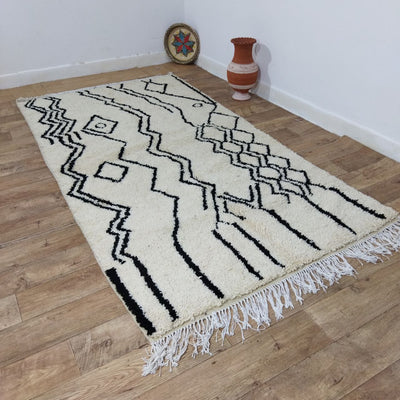 Moroccan Vintage Rug 4x9 Ft, Morocco Rug, Moroccan Carpet, Handmade Rug, Oriental Carpet, Beni Ourain Carpet, Moroccan Vintage 4x9ft