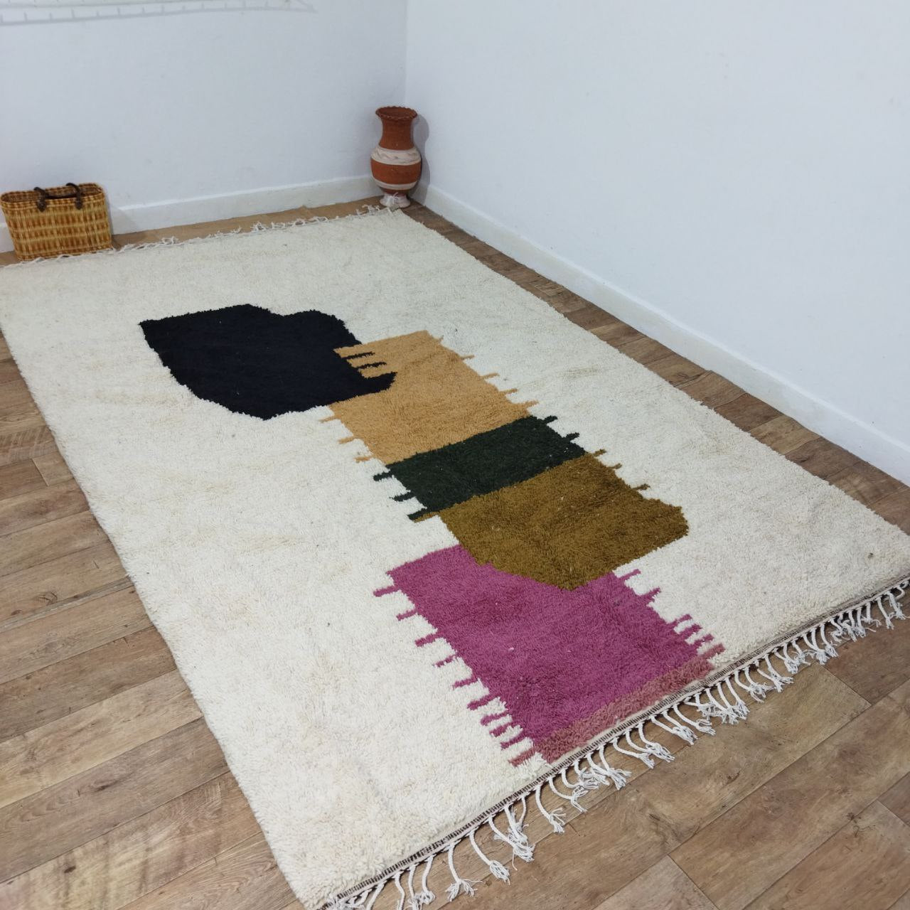 Soft Moroccan Tan Rug, Rug For Living Room, Beni Ourain Rug, Wool Rug 7x10 Ft Rug, Boho Area Rug -beniourain Rug. Berber Rug 7x10ft