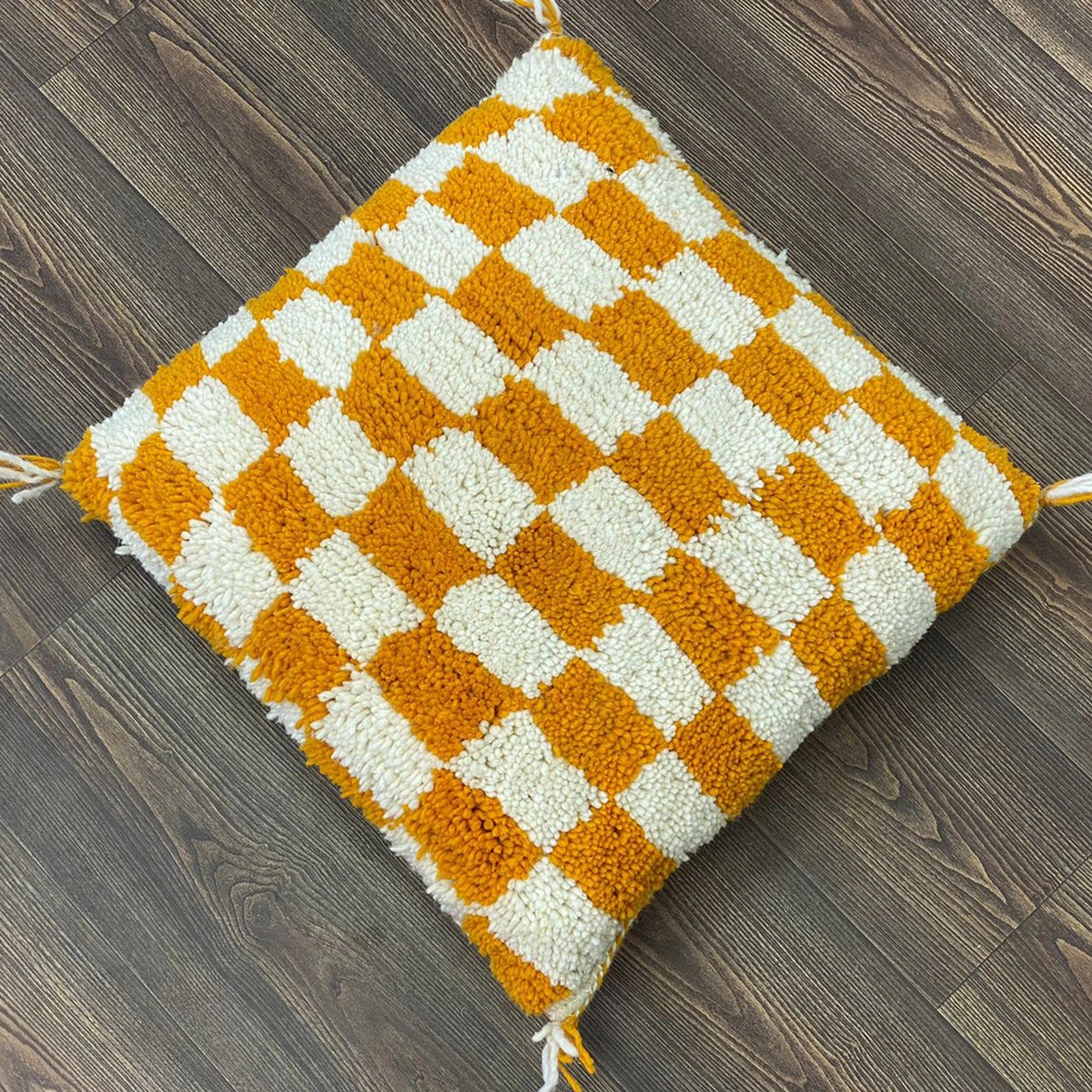 Berber Pillow Yellow Checkered