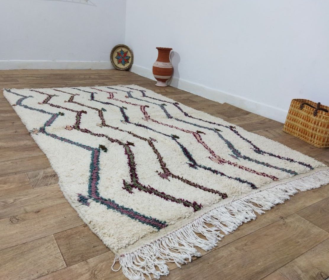 Authentic Moroccan rug Style Beni Ouarain rug 4x7 ft Handmade Rug Berber rugrugsMoroccan Rugs Handmade Beni Ourain Rug - Berber Rug