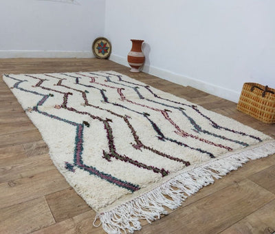 Authentic Moroccan rug Style Beni Ouarain rug 4x7 ft Handmade Rug Berber rugrugsMoroccan Rugs Handmade Beni Ourain Rug - Berber Rug