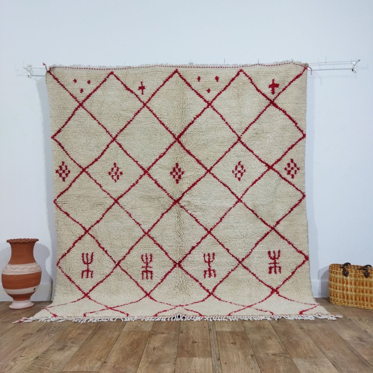 Authentic Moroccan rug Style Beni Ouarain rug 6x6 ft Handmade Rug Berber rugrugsMoroccan Rugs Handmade Beni Ourain Rug - Berber Rug