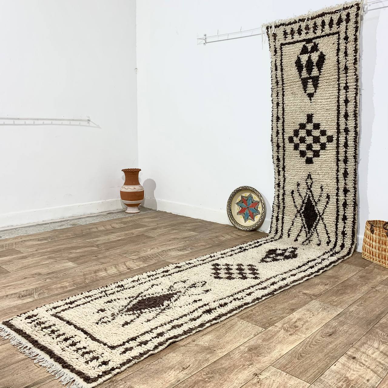 Moroccan rug Beni Ouarain rug 2x13 ft Handmade rug Berber rugrugsMoroccan Rugs Handmade Beni Ourain Rug - Berber Rug