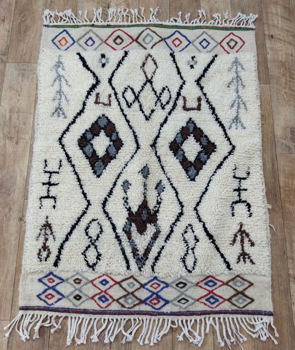 Moroccan rug Beni Ouarain rug 3x4 ft Handmade rug Berber rugrugsMoroccan Rugs Handmade Beni Ourain Rug - Berber Rug