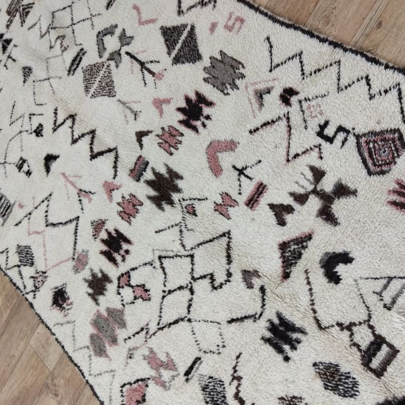 Moroccan rug Beni Ouarain rug 4x10 ft Handmade rug Berber rugrugsMoroccan Rugs Handmade Beni Ourain Rug - Berber Rug