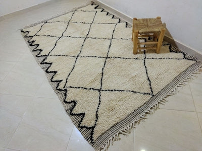 Moroccan rug Beni Ouarain rug 4x7 ft Handmade rug Berber rugrugsMoroccan Rugs Handmade Beni Ourain Rug - Berber Rug