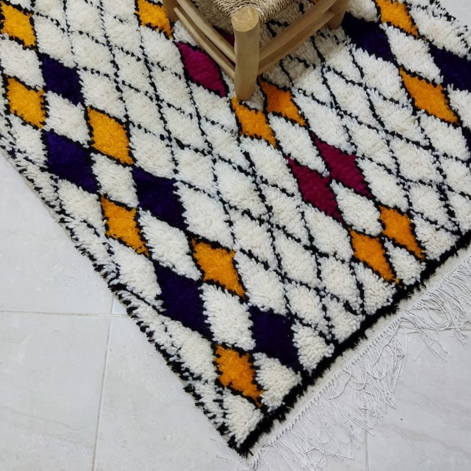 Moroccan rug Style Azilal rug 3x6 ft Handmade rug Berber rugrugsMoroccan Rugs Handmade Beni Ourain Rug - Berber Rug