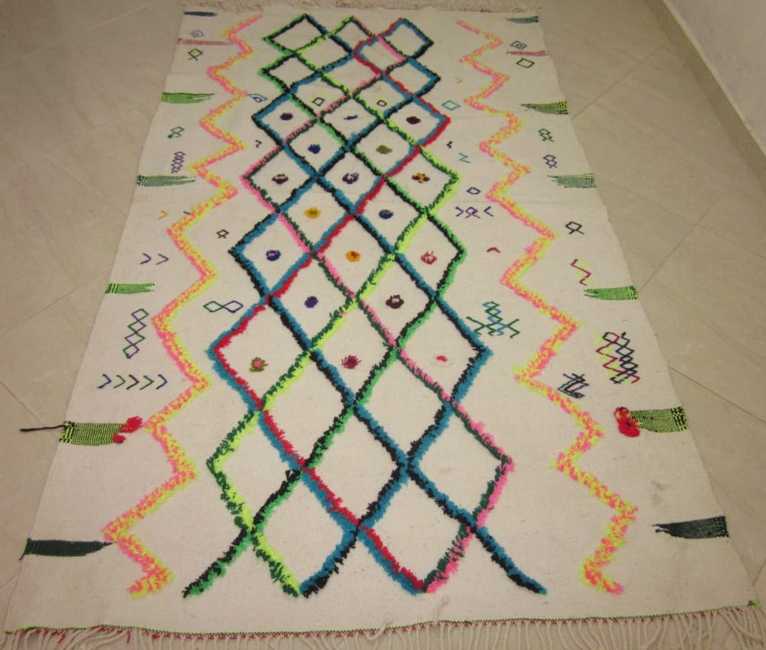 Moroccan rug Style Azilal rug 4x7 ft Handmade rug Berber rugrugsMoroccan Rugs Handmade Beni Ourain Rug - Berber Rug