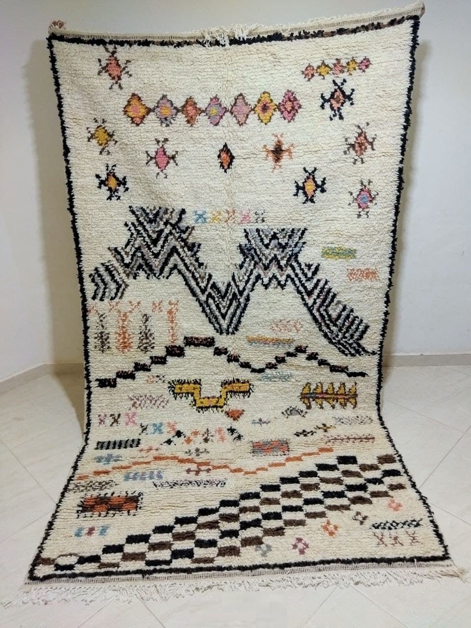 Moroccan rug Style Azilal rug 4x8 ft Handmade rug Berber rugrugsMoroccan Rugs Handmade Beni Ourain Rug - Berber Rug